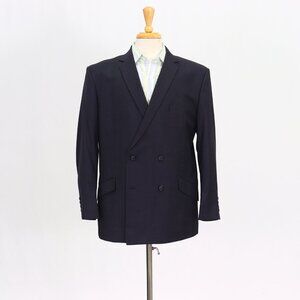 Bespoke 42S Gray Blazer Sport Coat Jacket Double-Breasted Solid Y879